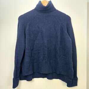 J. Crew S Softest Yarn Merino Wool & Alpaca Blend Turtleneck Long Sweater Navy